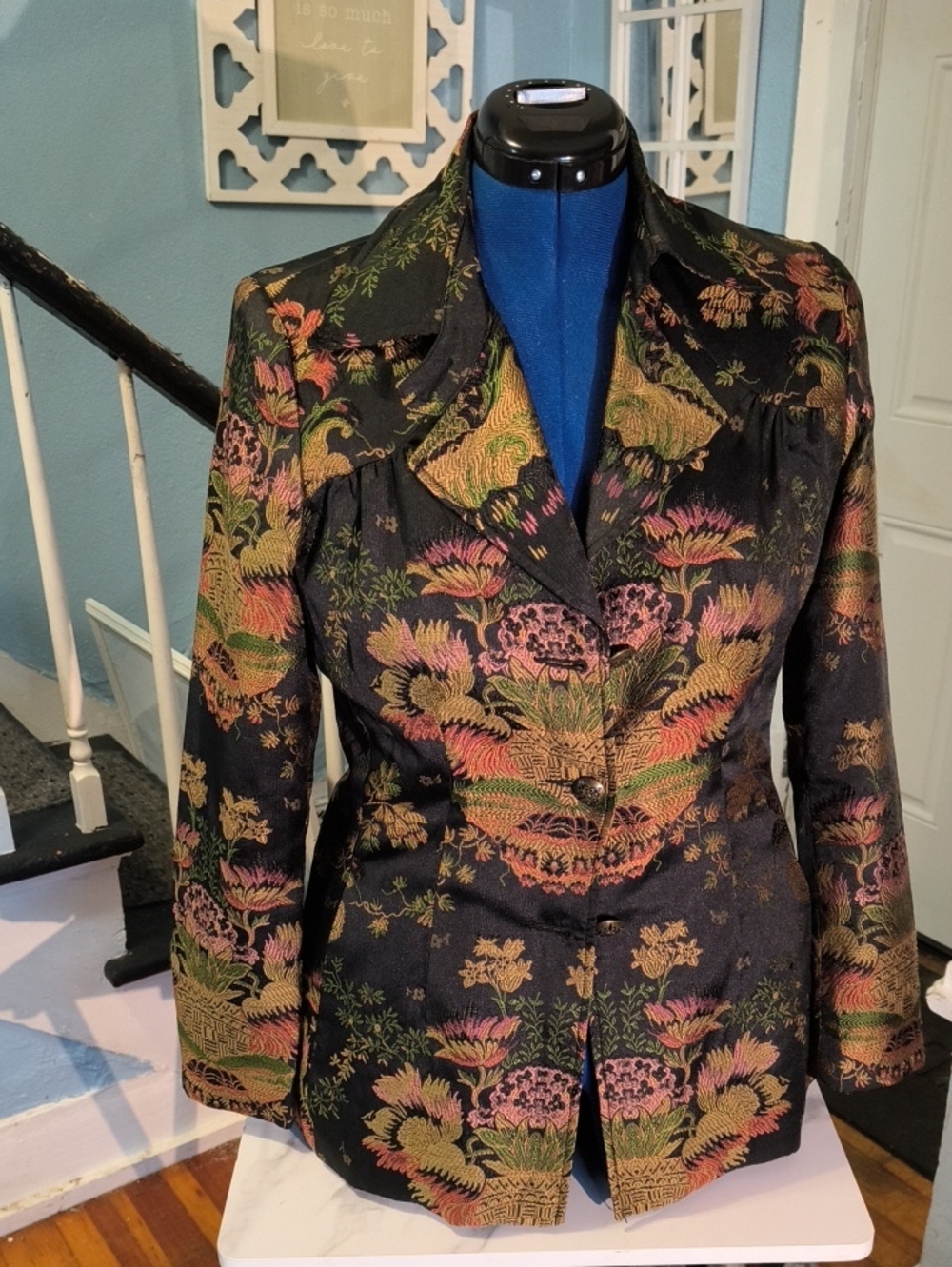 Cabi Black Floral Jacquard Japonese Women’s Blazer Jacket